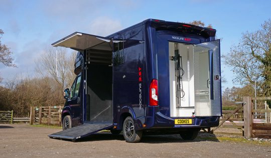 3.5 tonne horsebox rear view door open